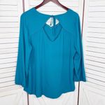Fortune + Ivy  Cutout Back Tie Eyelet Trim Blouse Teal Blue Size Large Photo 8