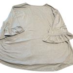 Micocon‎ Silver Blouse Square V Neck 3/4 Bell Ruffle Sleeve Top Size 4X Photo 3