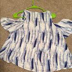 Lush Clothing Lush Artistic Blue and White Blouse Photo 4