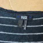 Paige Black/White Stripe V Neck Linen Tee Photo 6