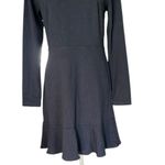 Loft  Chic Black sweater Dress with white Ruffle Trim Neckline Photo 8