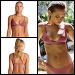 Vitamin A 💕💕 Rose Rib Moss Bikini Top ~ Ribbed Textured Dusty Rose 12 D XL NWOT Photo 1