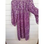 Adam Tucker Tucker Size S Purple Cream Patterned Midi Dress Bohemian 3/4 Sleeve Button Front Photo 6
