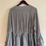 Boutique  Gray / Dusty Blue Long Sleeve Floral Embroidered Romper Size Large Photo 9