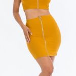 NEW Capella Crop Top & Mini Skirt Set Women's Size Large Yellow Photo 1
