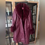 Azalea Wang Marbolo trench coat faux fur PU buttons shawl collar cuffs burgundy Red Size M Photo 6