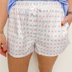 Peach Love California  Pink Floral and Blue Bows Shorts Photo 0