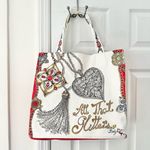 Brighton Large Canvas All That Glitters Holiday Love Tote Bag Ornate Jewels Photo 0