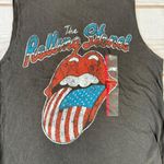 Epic Rolling Stones Faded Black Vintage Look Thrashed Patriotic Logo Cut Off Tee Size XS Photo 1
