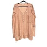 POL NWOT Light Pink V-neck Open Knit Oversized Tunic Top MEDIUM Photo 1