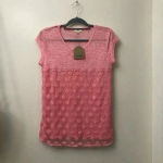 Kori Peach‎ Rayon top with lace overlay Sz S Photo 1