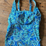 Lands' End blue & green paisley 16W vacationcore tankini top Photo 0