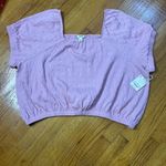 a.n.a Women Pink Puffy Sleeve Crop Top Photo 0