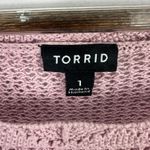 Torrid 1X Pink Crochet Knit Fringe Hem Cotton Sweater Boho Costal Cowgirl Layer Photo 1