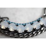 Source Unknown Native Smokey Rhinestone Teal Bead Black Link Chain Bar Gently Worn Necklace Photo 3