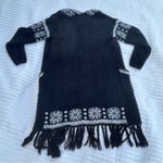 Ellie & Kate‎ Black Embroidered Fringe Cardigan Photo 2