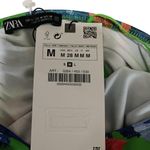 ZARA  Blue & Green Floral one Shoulder Asymmetrical Bloggers Fav Bodysuit, Medium Photo 4