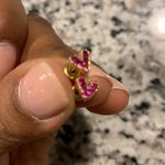 Pink Dainty Heart Earrings Dipped In Gold! Photo 2