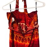 Wrapper  Red Mixed Print Sleeveless Halter Long Maxi Dress Women SZ 8 Photo 7