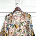 Figueroa & Flower Womens Shirt Blouse Sheer Floral Mixed Print 3/4 Sl Plus 1X Gold Photo 4