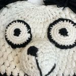 New Hand Crocheted Knit Panda Beanie Hat Black White Funky Unique Pom Pom Ears Photo 1