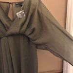 ASOS Design Long Sleeve V Neck Faux Wrap MIDI Dress Olive Green 4 Photo 4