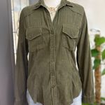 Bella Dahl Olive Green Corduroy Utility Western Style Button Down Shirt | M Photo 1