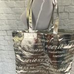 Aerie XL tote bag with double handles silver & white 19.5”x17” Photo 0
