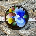 Floral Glass Art Piece with Vibrant Colors Blue Photo 3