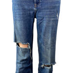 Stradivarius Womens Blue Distressed Slim Fit Straight Leg Mom Denim Jeans Size 6 Photo 0