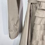 BCBGMAXAZRIA  Ruffled  Back Trench Coat Womens Medium Beige Belted Asymmetrical Photo 6