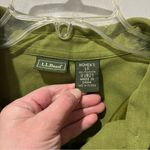 LL Bean Womens Button Down Olive Green Brushed Suede Long Sleeve Size Large Photo 4