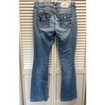 Miss Me Easy Boot Denim Jeans Embroidered/Gems Light Wash Logo Size 30 Mid Rise Photo 4