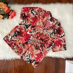 90s Floral Butterfly Hawaiian Shirt Red Brown Women's Size Medium Photo 0