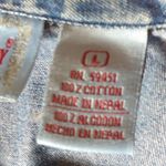 Jane Ashley  L Tie Dye Denim Jeans Button Down Short Sleeved Top Photo 3