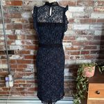 ZARA  Woman pencil lace tube dress dark blue Size L Photo 7