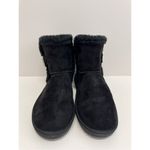 Floopi Mid Calf Winter Boots Size 10 Black Suede Fur Lined Pull On Style NEW Photo 4