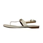 Coach  Caterine T-Strap Sandal in Ivory with Gold Accent Logo Plate, Size 9 Photo 3