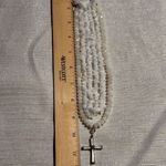Three Strand Cross Necklace White Photo 6