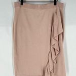 Midnight Velvet Petal Pink Stretch Knit Ruffle Front Pull On Pencil Skirt Size L Size L Photo 0