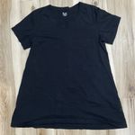 Flax  Solid Black Short Sleeve Cotton Round Neck Shirt Top Women’s Medium Photo 0