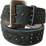 Donald Pliner Belt Dark Green Suede Embellished Gold Metal Studs New NWT $225 Photo 0