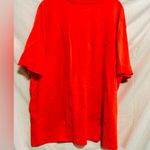 Women’s Plus Size 3X Shirt Sleeve Top Bright Orange with Flowers. Photo 1