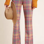 Anthropologie Essential Trousers brown red gray plaid women's 14 academia career Photo 0