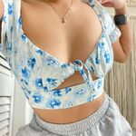 Princess Polly Cropped Top Blue/ White Photo 0