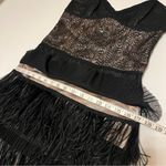 BCBGMAXAZRIA ostrich feather trim mini dress, lace inlay, nude satin lining,sz 4 Photo 5