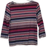 Rafaella  Women's Purple Blue Brown Orange‎ White Striped Long Sleeve Top Size M Photo 1