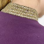 VINTAGE 90s Purple Blazer with Gold Rhinestone Studded Collar Size M Photo 3
