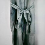 Gap | Cap Sleeve V-Neck Jumpsuit Linen Cotton Tie Waist Sage Green | Size 8 Photo 3