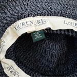 Ralph Lauren  women raffia straw boater hat navy blue with brown leather belt Photo 6